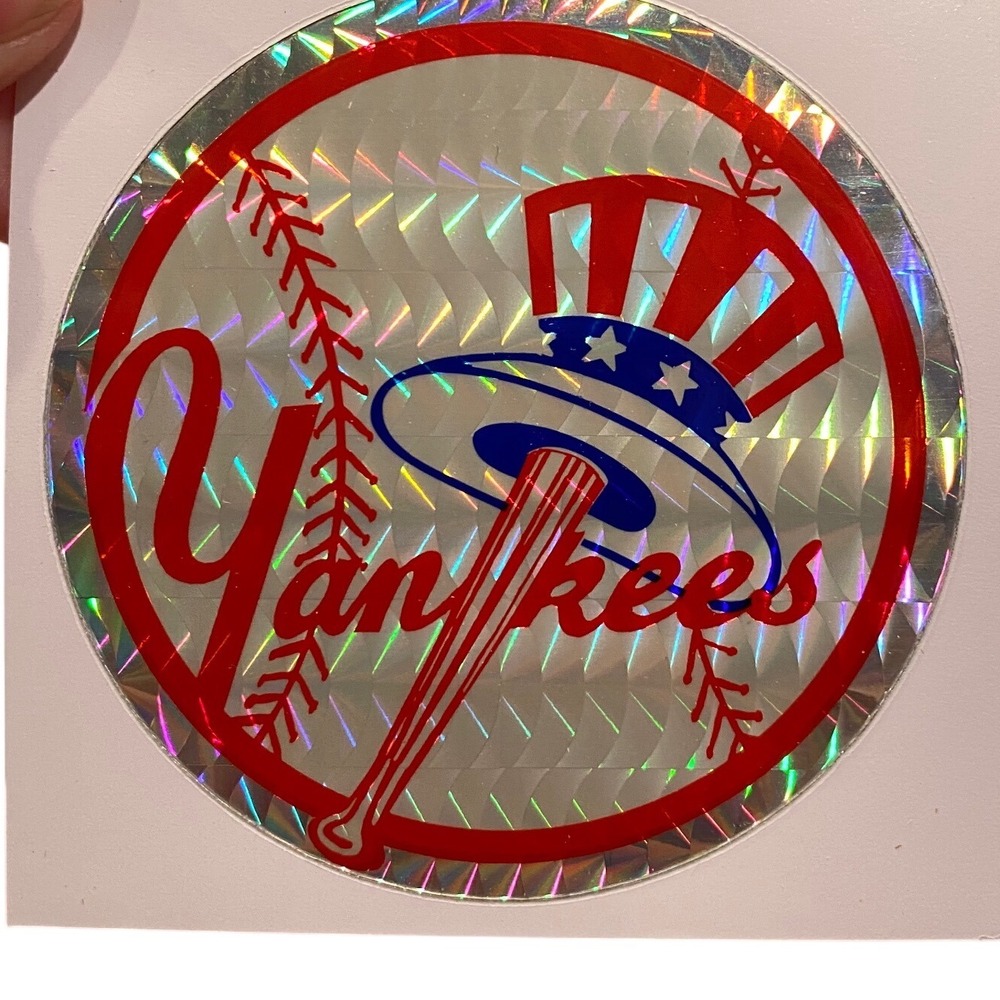 Vintage 1990s New York Yankees Holographic Sticker Baseball Logo Uncle Sam Hat